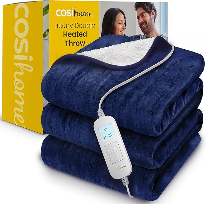 Cosi Home® Luxury Heated Throw in Navy Blue