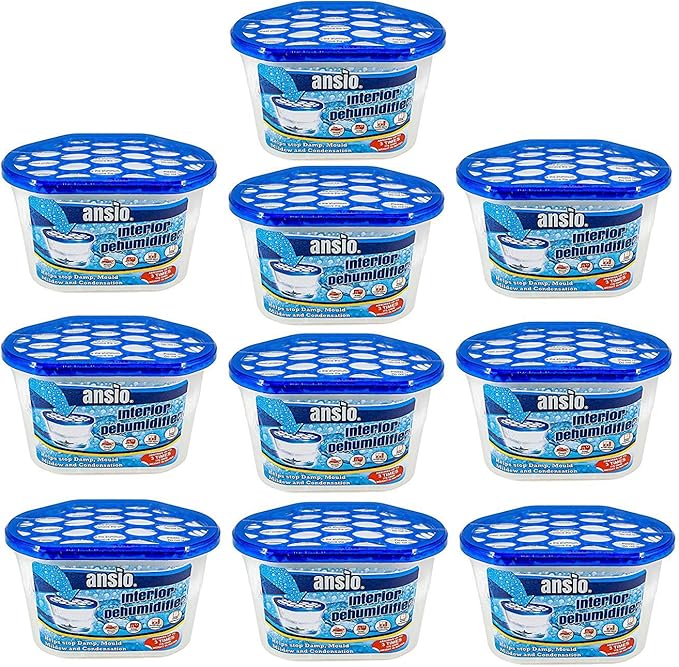ANSIO Dehumidifier 500ml Pack of 10 Condensation Remover Moisture Absorber Dehumidifiers for Damp