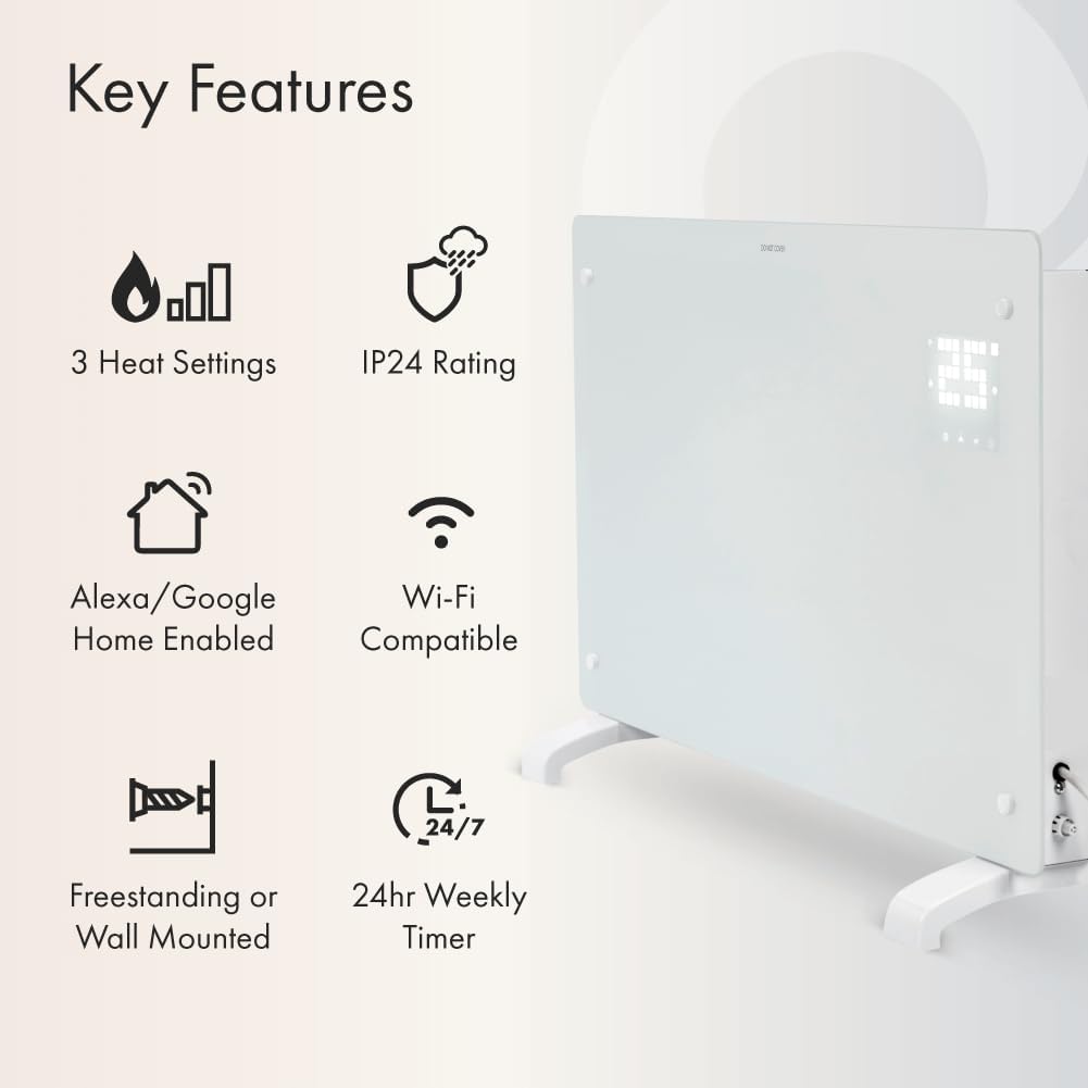 Devola Wifi Enabled Smart Electric Glass Panel Heater