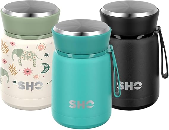 SHO Food Flask - Vacuum Insulated, Double Walled Stainless Steel Food Flask & Food Container
