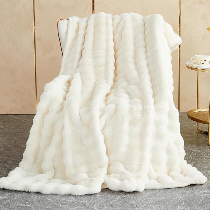 SHANNA Soft Warm Rabbit Plush Fleece Blanket Thick