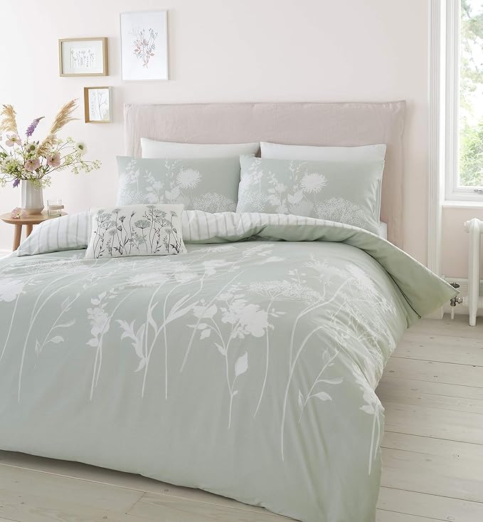 Catherine Lansfield Meadowsweet Floral Reversible Single Duvet Cover 